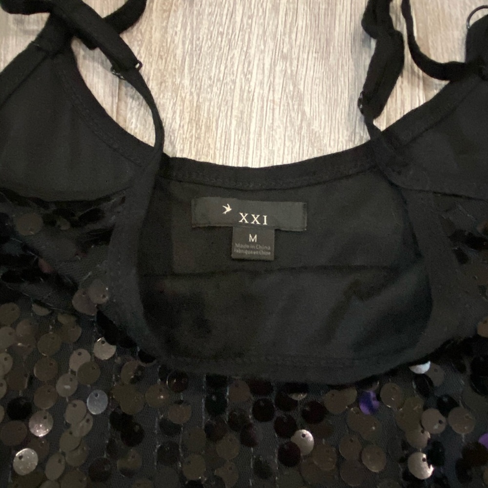 Black Sequin Sparkly Stretchy Mini Dress - Medium